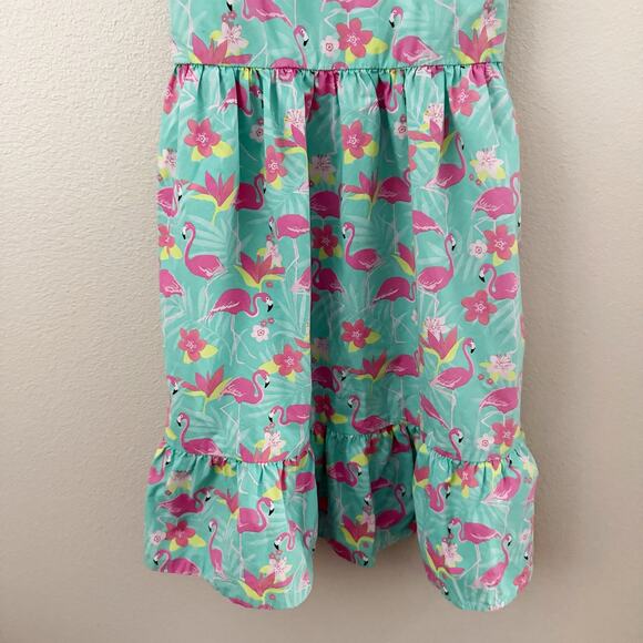 GYMBOREE | Adult Women's Pink Flamingo Turquoise Flutter Sleeve Dress | Medium - Picture 5 of 10